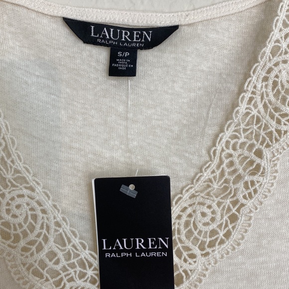 Ralph Lauren Jersey Flutter-Sleeve T-Shirt in Winter Cream Size S - Picture 3 of 6